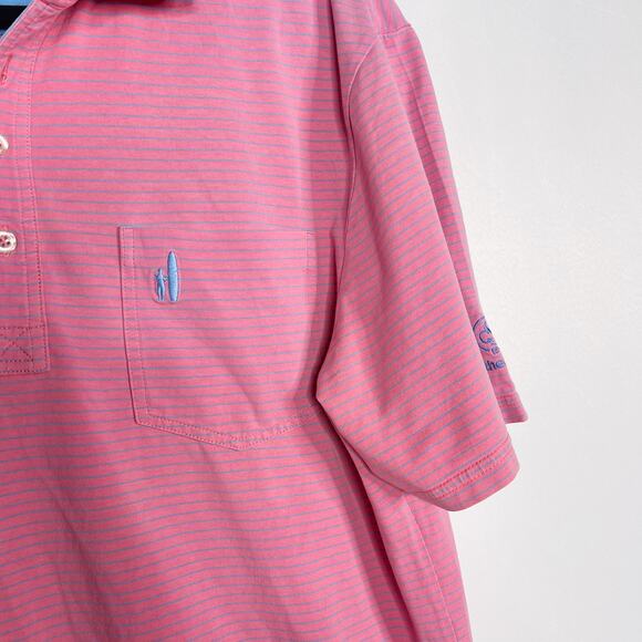 Johnnie-O Mens Medium Pink Blue Cotton Stretch Short Sleeve Polo *PERSONALIZED* - Picture 6 of 7